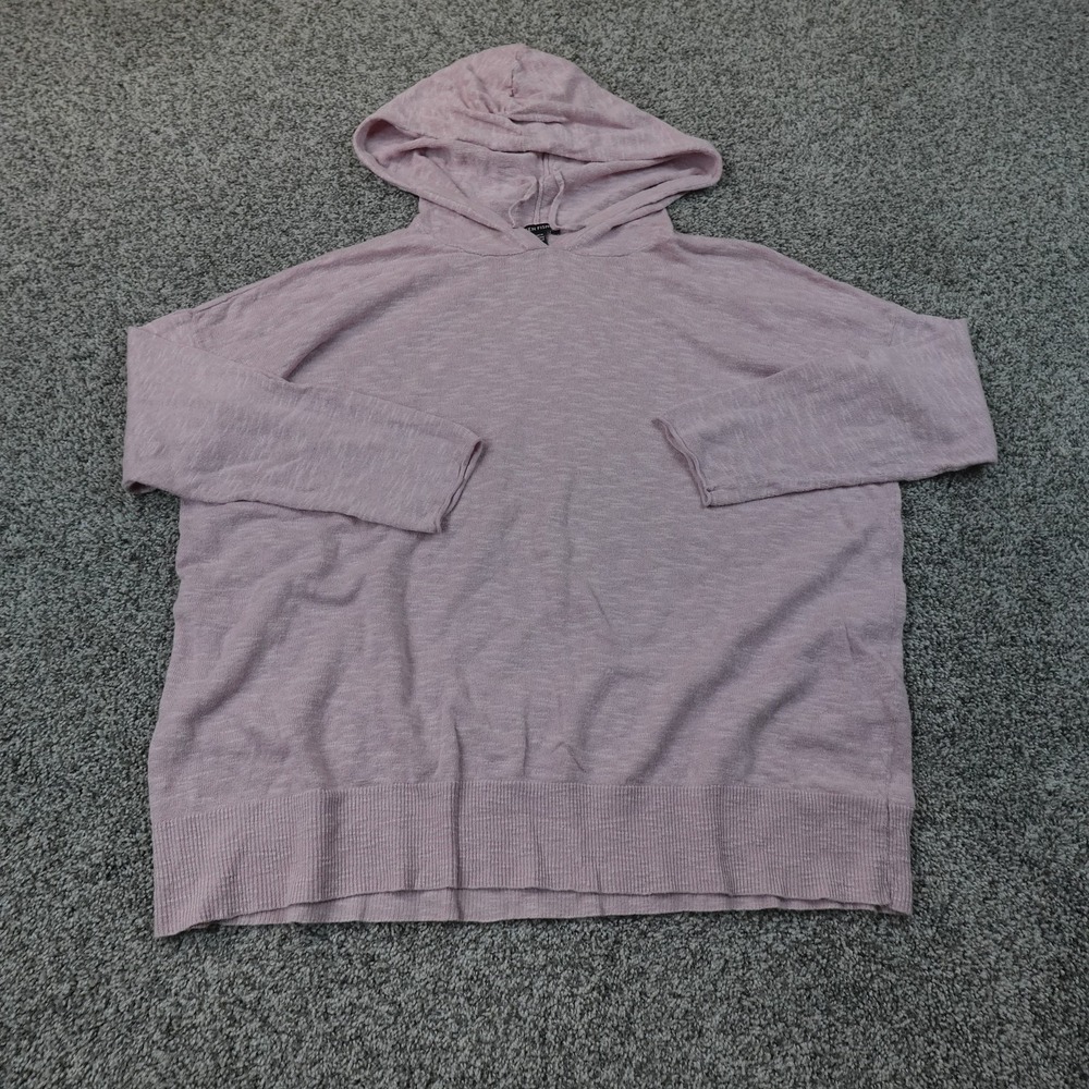 Eileen Fisher Sweater Womens M Purple Organic Linen Cotton Pullover Tunic Hoodie